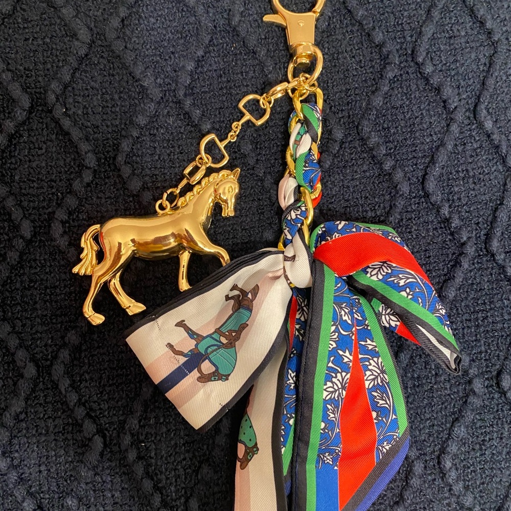 Gold Horse Charm Scarf Keychain - Multicolor
